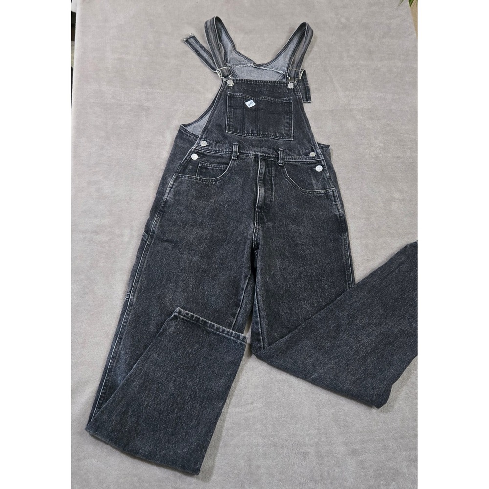Vtg Guess Overalls Men Medium 90s  Acid Wash Black Denim Carpenter Grunge Y2K